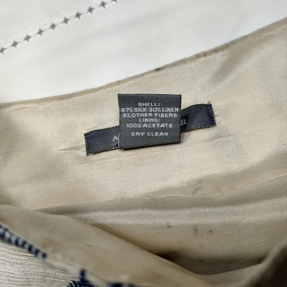 ANN TAYLOR Beige Silk Linen Blend Blue Leaf Print Knee Length A-Line Skirt 0 - Picture 12 of 12